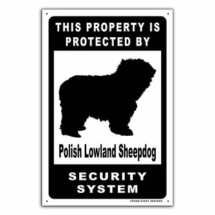 雑貨【Polish Lowland Sheepdog Dog/ポリッシュ・ローランド・シープドッグ】犬/セキュリティサイン/メタルプレート/ブリキ看板/Tin-170の画像
