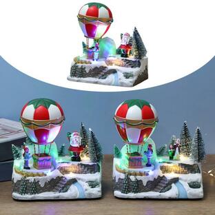 クリスマスデコレーション冬の輝くワンダーランド雪ミニ熱気球ミニチュアLEDライトおもちゃ音楽シーンギフトコテージ屋内子供用パックベースの画像