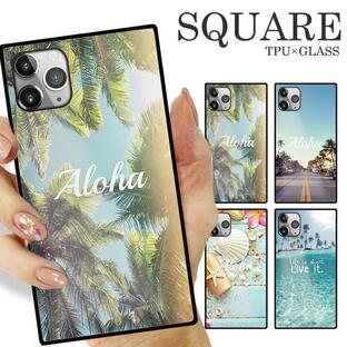 ガラスケース TPU 強化ガラス SQUARE iPhone15 アイフォン15 Pro ALOHA SURF 海 南国 サンシャイン BEACH CLUB 波 白浜 常夏の画像