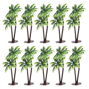 PATIKIL 13cm ココヤシの木のモデル パームツリーモデル ヤシの木模型 プラスチック ミニチュア 10個 植物モデル DIYビーチ景観装飾用の画像
