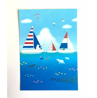 サマーカード サマーイラストポストカード イーズプロダクツ EASE グリーティングカード 季節 挨拶 暑中見舞い ポスカ はがき 海 ヨット PN1263の画像