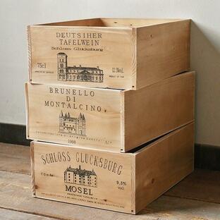 木製 木箱 ワイン木箱 収納ボックス アンティーク ワインボックス大 おしゃれ BREAの画像