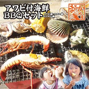 アワビ付海鮮BBQセット（アワビ4個サザエ4個大アサリ4個）[魚介類]の画像