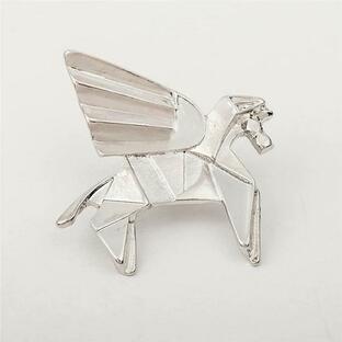 ピンズ ピンバッジ ブローチ 銀 シルバー (ペガサス) アニマル 動物 折り紙 折紙 送料無料の画像