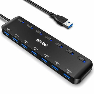 atolla USB ハブ 7ポート USB3.0ハブ 100cmケーブル 個別スイッチ USB hub ウルトラスリム USB拡張 5Gbps超高速転送 Windows/Linux/Mac OS/Android/Chrome OS/PS4/MacBook等OSとPC対応 在宅勤務の画像