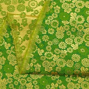 金襴生地 金襴の布 緑地に菊 2023の画像