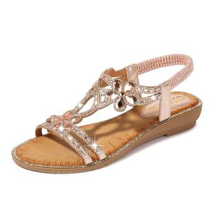 NIYIGEJE Women's Summer Rhinestone Casual Sandals Open Toe Ankle Crystal Glの画像