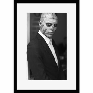 BW:Rick Genest/リック・ジェネスト/Zombie Boy/ゾンビボーイ/刺青タトゥーモデル/モノクロ写真フレーム-1(white mat/ホワイトマット)の画像