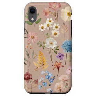 iPhone XR ヴィンテージ押し花柄、ボタニカルガーデンエレガンス スマホケースの画像