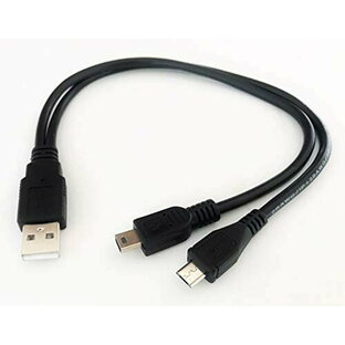 Access 30cm USB2.0 Micro USB ・ Mini USB 2股ケーブル ブラック マイクロUSB・ミニUSB端子搭載多機種対応 + マイクロファイバークロス付き USB03の画像