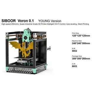 SIBOOR Voron 0.1 YOUNG Version 3Dプリンター組立キット 120x120x120mm印刷サイズ/高速250mm/s、準工業グレード/Wi-Fi/オートレベリング/サイレント印刷の画像