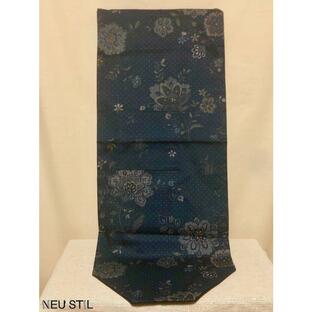 三線 ケース 布袋 琉球 古布 花柄 紺 ポケット (B)の画像