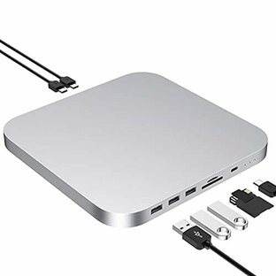 Mac mini ドッキングステーション シルバー 8in1 TypeC ハブ / M.2, 2.5インチ SSD HDD TypeA USB3.0 TypeC USB3.1 SD microSD / Mac mini M2 Pro 2023 macの画像