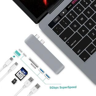 MacBook Pro Air M1 M2 2020 2019 2018 2017 対応 USB マルチハブ Type-C 変換 SD カードリーダー 6in1 HUB ドッキングステーションの画像
