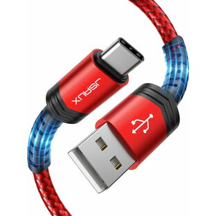 JSAUX USB C ケーブル 2M 3.1A急速充電タイプC ケーブル QC3.0対応、高耐久ナイロン編みUSB A to Type C ケーブルiPhone 15 Pro/Max、Samsung Galaxy、Sony、Xiaomi、Huawei、Pixel USBC機器と互換性があり (赤)の画像