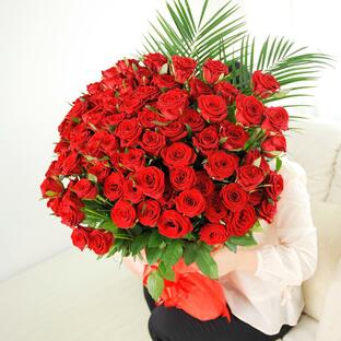 花束 高級バラ100本（赤）の画像