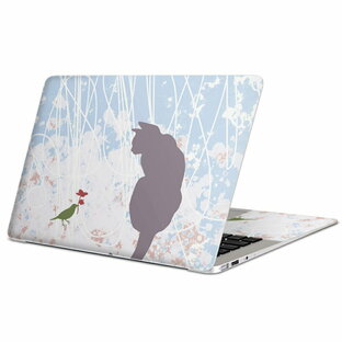 MacBook 用 スキンシール マックブック 13インチ 〜 16インチ MacBook Pro / MacBook Air 各種対応 ノートパソコン カバー ケース フィルム ステッカー アクセサリー 保護 005005 猫 鳥 ピンク 水色の画像