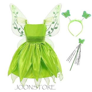 ティンカーベル ドレス 妖精 コスチューム 子供 ワンピース+蝶の翼 2点セットホビー コスプレ 変装の画像