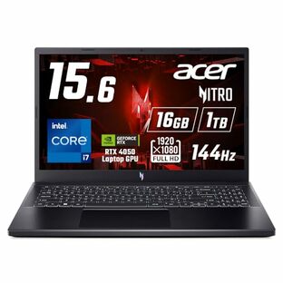 Acer ゲーミングノートパソコン Nitro V 15 GeForce RTX 4050 Laptop GPU 15.6インチ Core i7 16GBメモリー 1TB SSD フルHD 144Hz IPS Windows 11 Home ANV15-51-F76Z45の画像