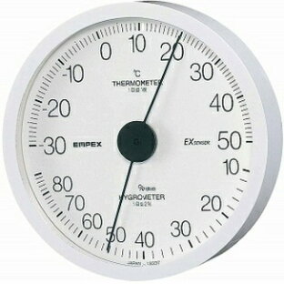 エンペックス気象計 温度湿度計 エクストラ温湿度計 壁掛け用 ホワイト 12x12x2.7cm TM-6201の画像