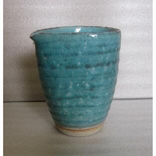 酒器 日本酒 片口 陶器 トルコブルー 美濃焼 松助窯 手作り 陶芸品 白御影の画像