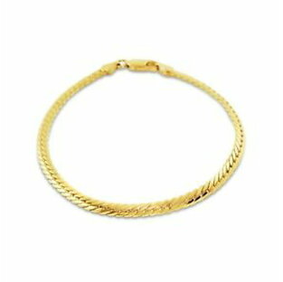 【送料無料】ネックレス イエローゴールドリングボーンイタリアブレスレット 9ct yellow gold herringbone bracelet hallmarked 375 made in italyの画像