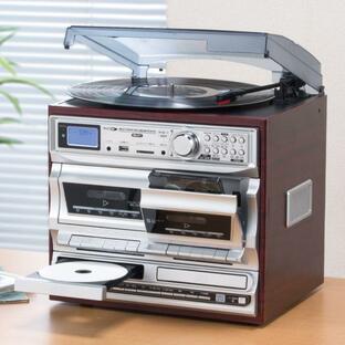 マルチダブルオーディオレコードプレーヤー スピーカー内蔵 レコードプレーヤー CDプレーヤー カセット デッキ プレーヤー ラジオの画像