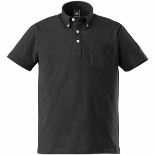 [ミズノ] 撥水 半袖 ボタンダウンシャツ ポロシャツ 動きやすい アウトドア スポーツ 消臭テープ C2JA2153 メンズ ブラックの画像