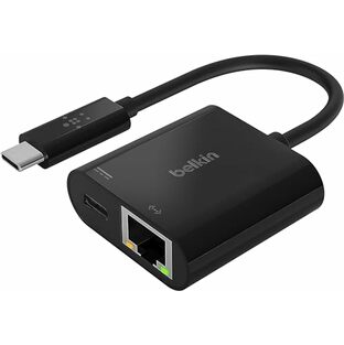 Belkin USB-C to Gigabit Ethernet + USB-C 60W PD対応 有線LAN 変換アダプター iPhone 15 / iPad-Pro-iPad mini / MacBook-Pro-Air / Windows / Surface / Chromebook 対応 INC001btBKの画像