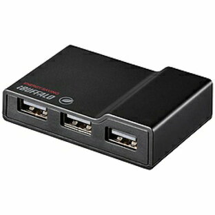 BUFFALO(バッファロー） USB2.0ハブ [節電機能付き]  ACアダプター付 （4ポート・セルフ＆バスパワー・Mac／Win） ブラック BSH4AE12BK BSH4AE12BKの画像