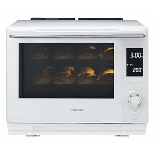 東芝(TOSHIBA) 過熱水蒸気オーブンレンジ 石窯ドーム 30L 300℃ 2段調理 ER-XD3000(W) グランホワイト フラットテーブルの画像