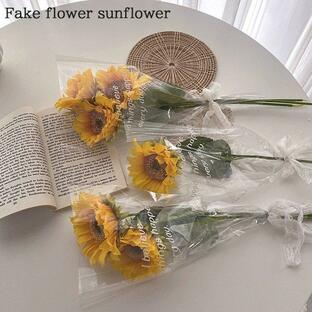 ひまわり ヒマワリ 向日葵 花束 造花 インテリア ブーケ 韓国 雑貨 フェイクフラワー 飾りの画像