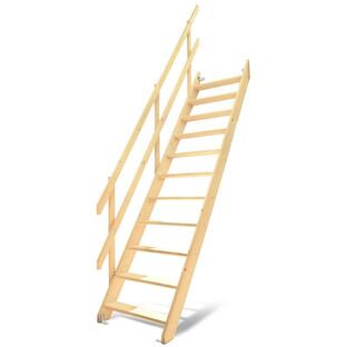 【ワイドステップ】北欧産木製ロフト階段 梯子 ハシゴ ベッド 手摺付き 組み立て式 無塗装 DOLLE(ドーレ)の画像