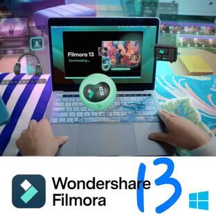Filmora 13 Windows 永続ライセンス ダウンロード版 動画編集ソフト 高品質 動画素材 Youtube ムービー 動画、画像、音楽ソフトの画像