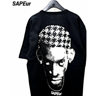 【SAPEur HOUNDS TOOTH HEAD S/S TEE BLACK サプール Tシャツ ブラック ロッドマン Tシャツ】の画像