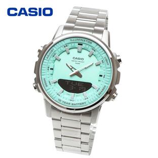 CASIO カシオ アナデジ AMW-880D-2A2 スタンダード TIFFANY BLUE 腕時計 メンズ 男性用 ビジネス 仕事 データバンク DATA BANK 10 YEAR BATTERYの画像