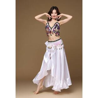W20230165 女性 オリエンタルベリーダンス ブラ ベルト スカート 3ピースセット ダンス ウェア 衣装 フリーサイズの画像
