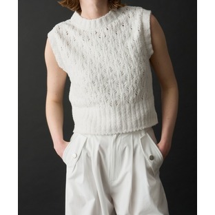 crochet sheer fancy knit vestの画像