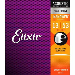 Elixir エリクサー アコースティックギター弦 NANOWEB 20ブロンズ Custom Light .011-.052の画像