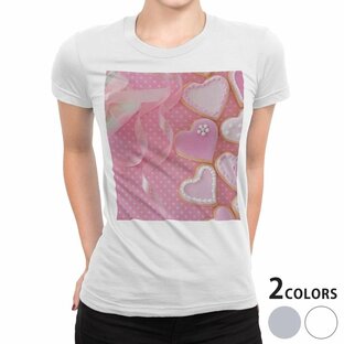 tシャツ レディース 半袖 ホワイト グレー 白 灰色 デザイン S M L XL Tシャツ ティーシャツ T shirt ハート 水玉 ピンク 002486の画像