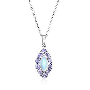 Ross-Simons Moonstone and 1.50 ct. t.w. Tanzanite Pendant Necklace in Sterling Silver. 18 inches並行輸入の画像