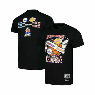 ミッチェル&ネス メンズ Tシャツ トップス Men's Black Philadelphia 76ers vs. Los Angeles Lakers Hardwood Classics 1983 NBA Finals Champions Victory Road T-shirt Blackの画像