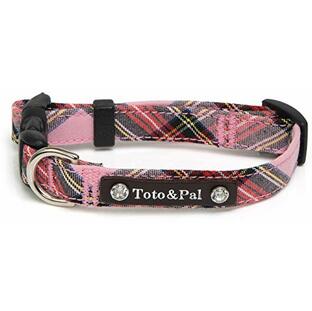 Toto&Pal 首輪 ロイヤルタータンチェックカラー(スワロフスキー付) ピンク 25mmの画像
