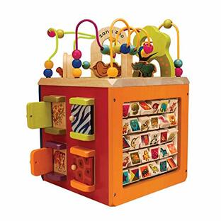 B. toys アクティビティーキューブ アニマル ビーズコースター ルーピング スロープ 動物 手遊び 知育玩具 木のおもちゃ 積み木 形合わせ 型はめ 子供向けおもちゃ パズル 1歳 2歳 3歳の画像