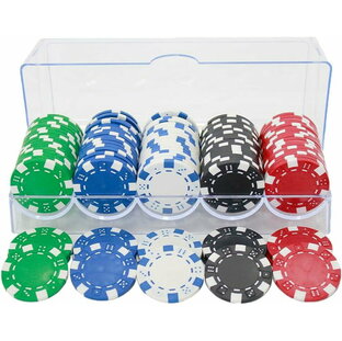 カジノチップ セット ポーカー ケース おもちゃ 100枚 (チップ100枚,ケース1個)の画像