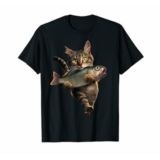 おかしな猫と魚 Tシャツの画像