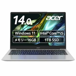 Acer ノートパソコン Aspire Lite 英字配列キーボード Windows 11 Home Core i5 16GBメモリー 1TB SSD 14インチ 1920×1200 1.48kg 9.5時間バッテリー AL14-72-5GU1の画像