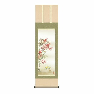 掛軸 日本画 床の間 掛け軸 現代作家 花鳥画 季節飾り 冬掛け南天福寿 高精彩複製画の画像