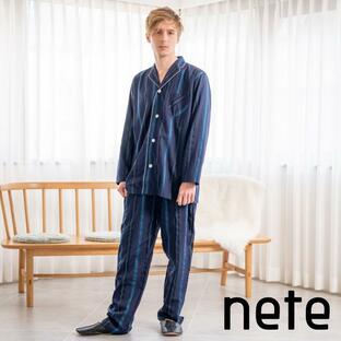 nete（ネテ）メンズ パジャマ ブロードサテン フレンチストライプ柄 日本製 お洒落で着心地の良い 老舗パジャマ屋が作るパジャマの画像
