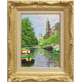 小田切 訓 「 塔のある運河 」 油絵 ・ 油彩画 F4 ( 4号 )の画像